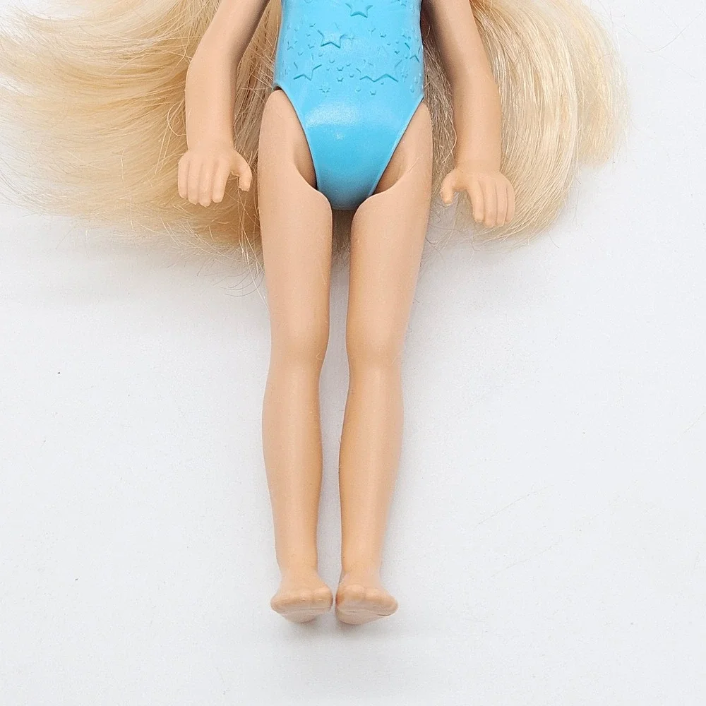 Mattel Chelsea Doll Kids 5.5in Blue Molded Star Swimsuit Blonde FJD00